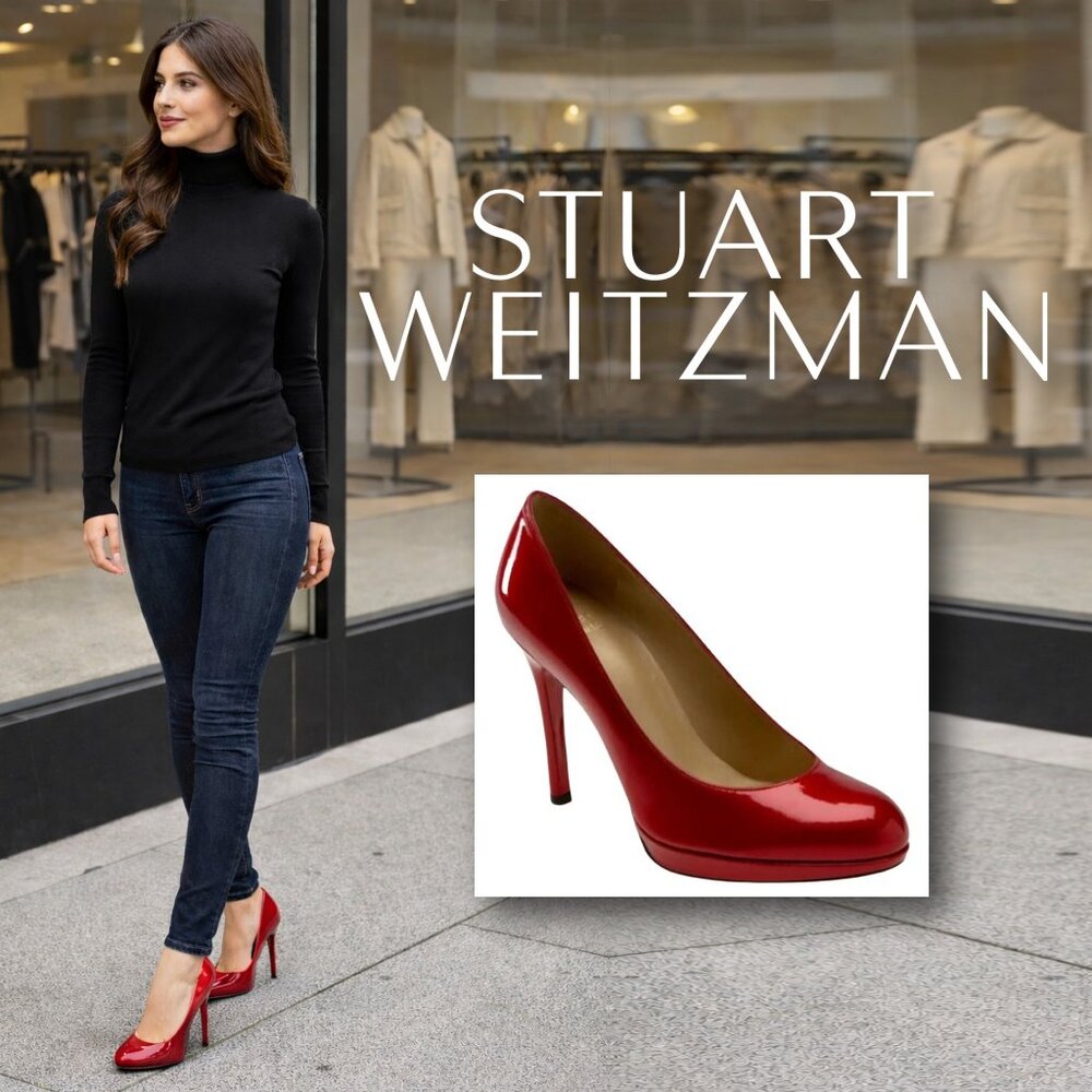 STUART WEITZMAN 🍒 "Platswoon" Red Patent Platform Stiletto Pumps 👠